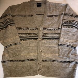 Vintage Westbury Tan Wool Blend Grandpa Cardigan, Large,pre-owned,pet/smoke free